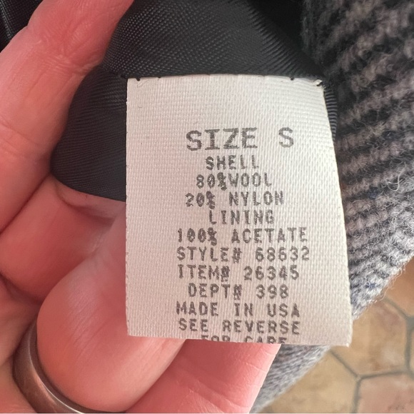 MACKINTOSH Long Wool Coat Vintage Grey Herringbone Overcoat Womens Small 90s 80s - Picture 4 of 11